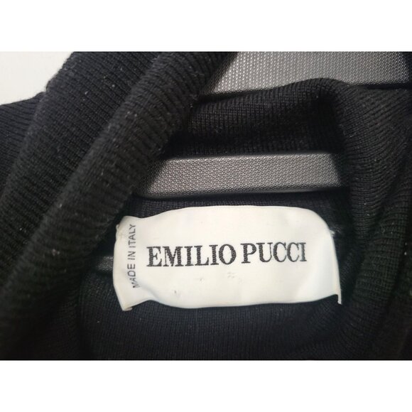 Emilio Pucci Turtleneck Sweater Italian Black Virgin Wool - Picture 7 of 11
